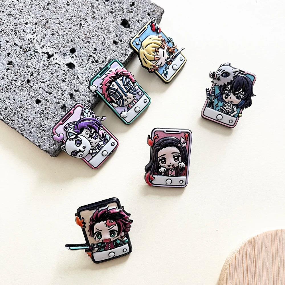 -6Pcs/Set Demon Slayer Anime Cosplay Brooches Cute Character Pins Clothing Backpack Lapel Badges Jewelry Accessories Gifts