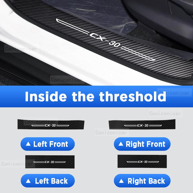 Для MAZDA CX30 CX-30 2022 2023 автомобильная педаль на пороге из углеродного волокна, текстурированные аксессуары, кожаный Стайлинг, автомобильная наклейка
