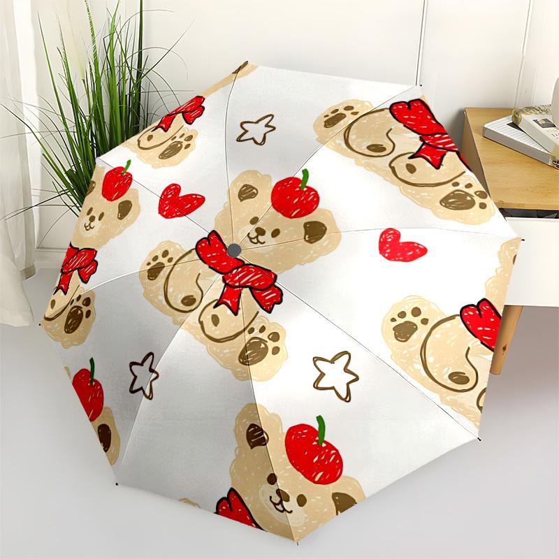 1pc Bear Cherry Open/Close Folding Umbrella - Raining Gear for Travel Umbrella, All- Portable Umbrella for & Men 8-Rib yy251229011