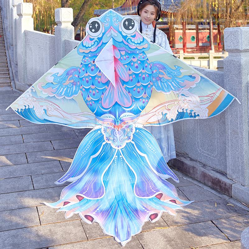 High-End Chinese Style Goldfish Koi Kite for Adults - Easy to Fly in Light Breezes.