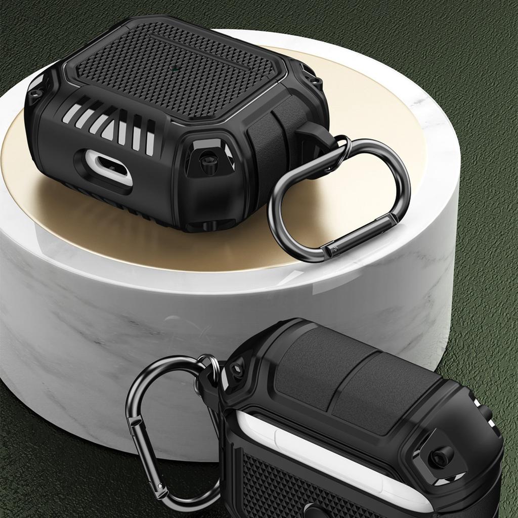 Защитный чехол для наушников TPU Чехол Защита от потери с карабином для IOS Earbuds 3 Черный Черный