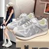 Leather Mesh Platform Sports Casual Shoes Women's 2025 Summer New Breathable Outdoor Hiking Shoes Jogging Shoes