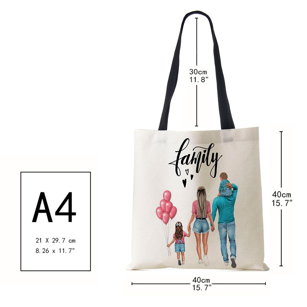 Милый мультфильм супер мама принт льняная большая сумка многоразовые сумки на плечо мама и ребенок складные женские повседневные сумки женские тканевые сумки