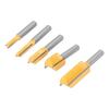 5Pcs Straight Router Bit Set Carbide Tipped 2 Flute Cut Bits for Trimming Cutter Yellow
