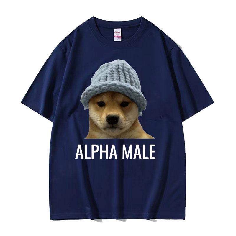 Alpha Male Funny Dog Meme Tshirts for Unisex Women Clothing Retro Fashion T Shirt Casual Oversized Short Sleeve Tshirts Streetwear