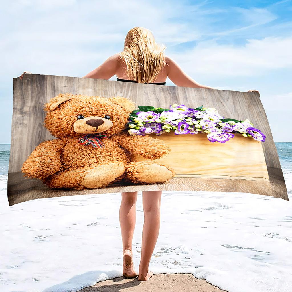 Cartoon Teddy Bear Printing Series Seaside Vacation Beach Towel Swimming Bath Towel Sports Towel