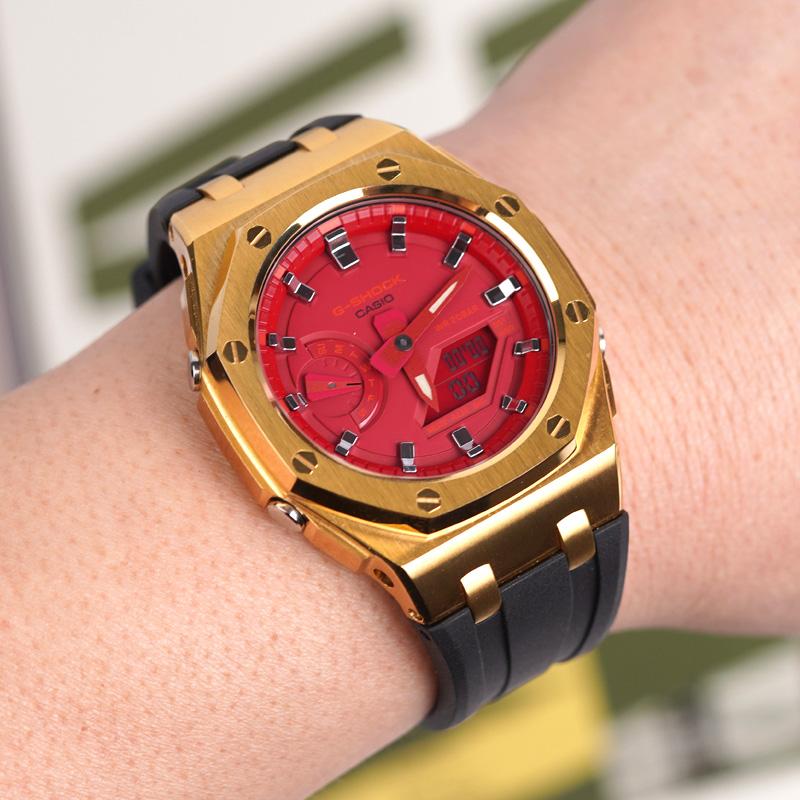 Casio Унисекс Жидкокристаллические, Аналоговые Двойной Дисплей Серия 44 мм Красные Часы GA-2100-4A(Часы1--)