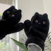Cartoon Black Cat Fur Gloves Cute Cat Halter Gloves Soft Kitty Mitten  Riding