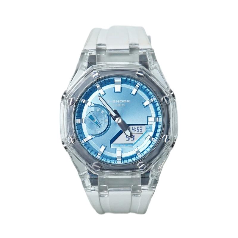 Casio Кастомизированные часы модифицированная серия водонепроницаемые светящиеся Кварцевые резиновый ремешок тот же стиль для мужчин и женщин синий циферблат GA-2100BM-7A2