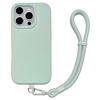 For iPhone 16 Pro Case Soft Microfiber Lining Liquid Silicone+PC Phone Cover with Wrist Strap