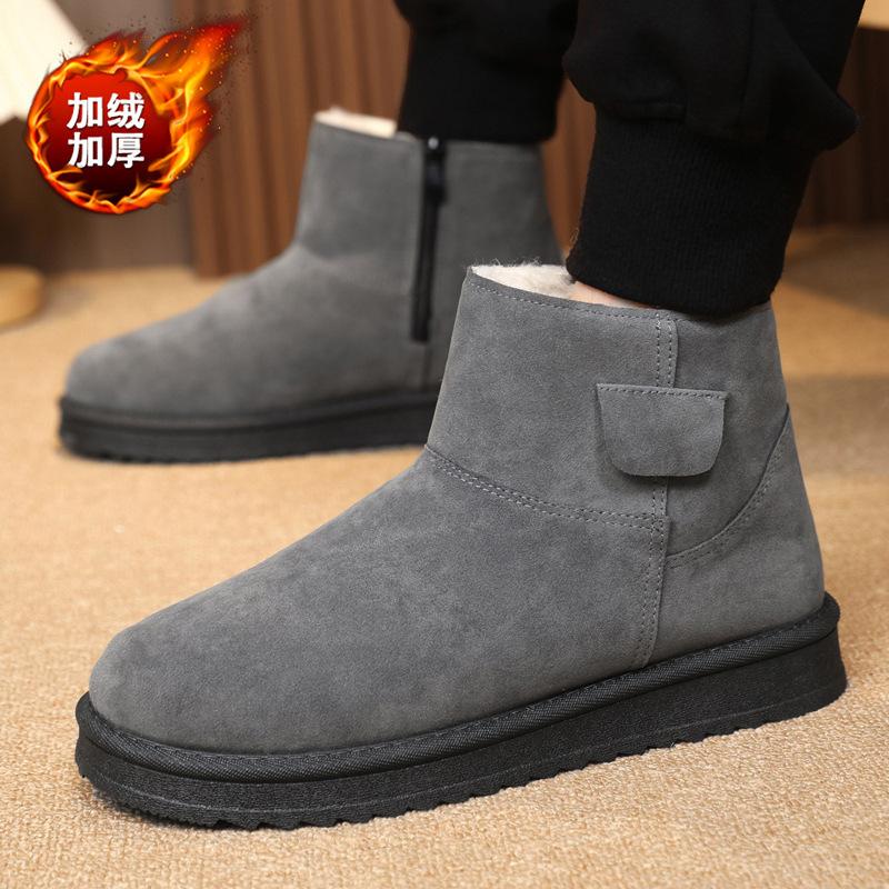 Зимние ботинки Zhongbang Интернет-знаменитости пара с той же зимней обувью из коровьего бархата, водонепроницаемые, теплые, одна педаль, толстый бархат, теплые мужские ботинки