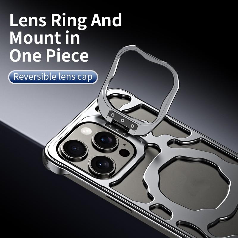 Luxury Irregular Shockproof Bumper Aluminum Electroplate Armor Design Hollow Heat Dissipation Lens Bracket for Samsung S25 Ultra