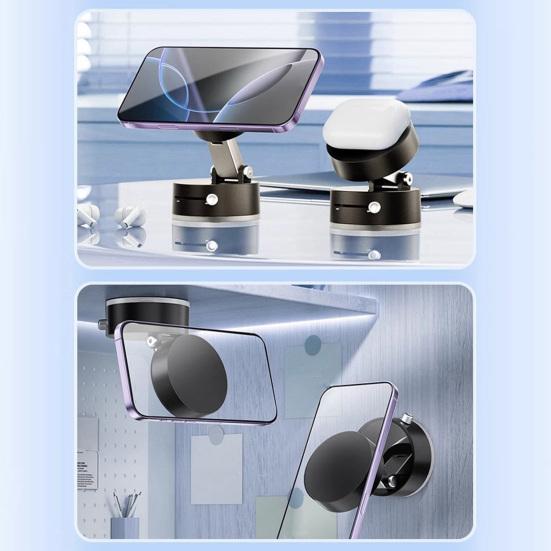 Магнитный держатель для телефона с вакуумной присоской, вращающийся на 360 градусов, универсальный, портативный, складной, для путешествий, без помощи рук