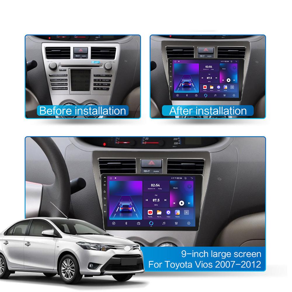 Android автомобильное радио для Toyota VIOS 2008-2013 мультимедийный проигрыватель головное устройство стерео GPS навигация BT WIFI 1+16 ГБ