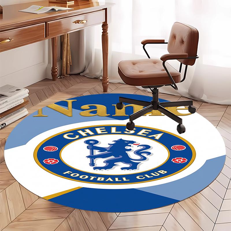 Custom Name Chelsea Football Club Printed Round Rug Carpet Chair Rug Area Rug Entryway Doormats,for Office Chair Living Room Bedroom Kitchen Room.