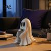 Compact Ghost Statues Halloween Figurine with Drinks, Resin Statue, Cute Spooky Desktop Holiday Accents Ornament for Party Tabletop Decorations