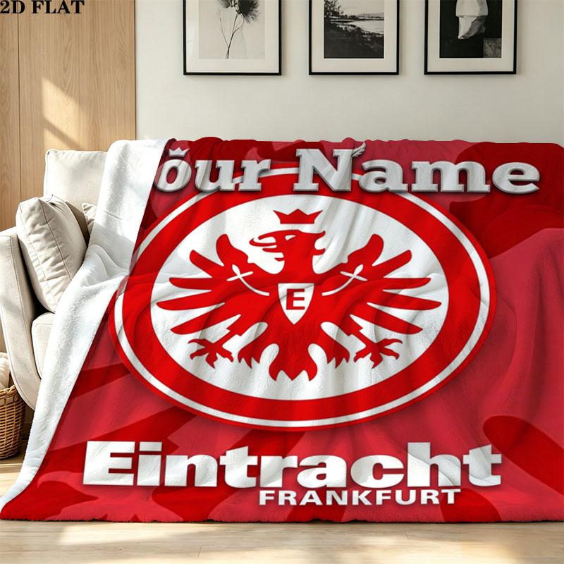 1PC Eintracht Frankfurt Custom Name Patterned Flannel Blanket Suitable For All Seasons for Home Decor Warmth and Comfort Gifts Holiday Present