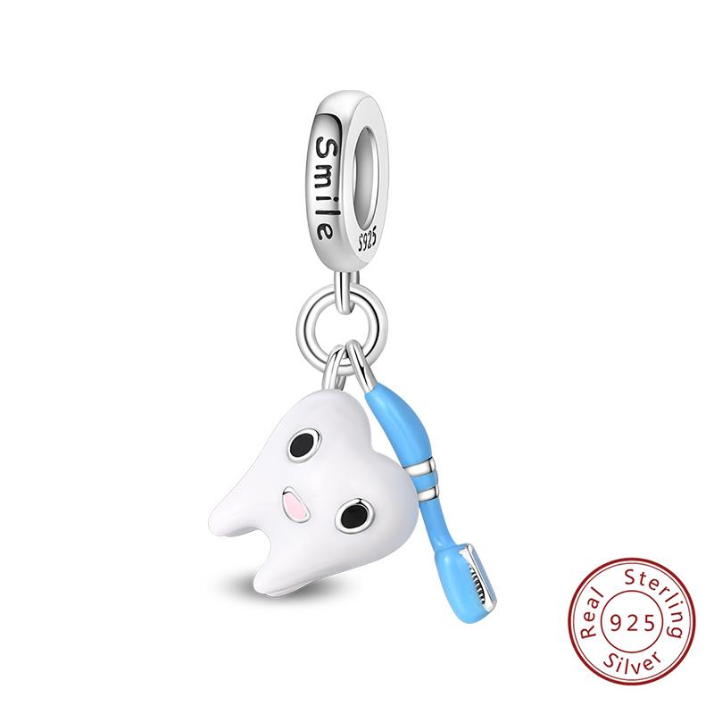 925 Silve Charms Beads Doctor's Teeth Dentist Charms First Aid Kit Dangle For Bracelet Occupation Jewelry Gift