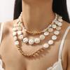 Европейское и американское новое круглое ожерелье из искусственного жемчуга, модное темпераментное повседневное геометрическое многослойное колье-цепочка на ключицу