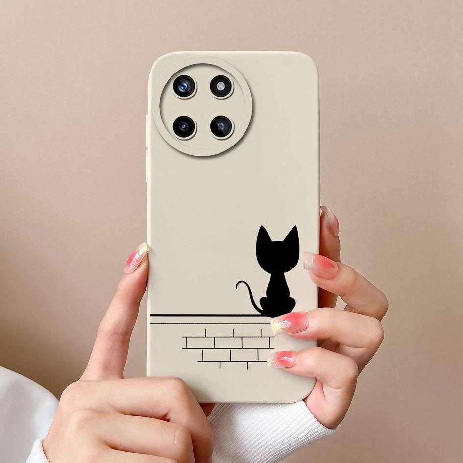 Case For OPPO Realme V15 V20 V25 V30 Narzo 50 Pro 30A 20A Liquid Soft Silicone Cartoon Pattern Shockproof Protective Matte Cute Cat For Realme Bumper