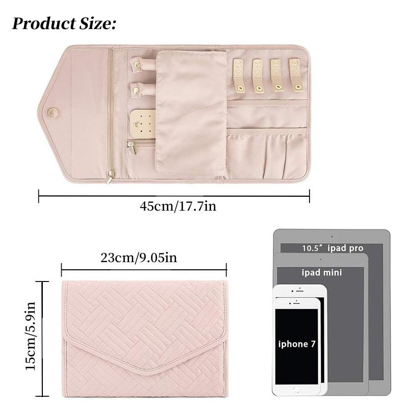Foldable Fashion Portable Jewelry Bag Large Women's Travel Jewelry Roll Necklace Earring Ring Jewellery Display Storage Bag