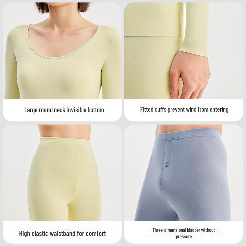 Комплект термобелья Lenzing Modal: 80-кадровый, облегающий, круглый вырез, теплый осенний костюм для пар для мужчин и женщин