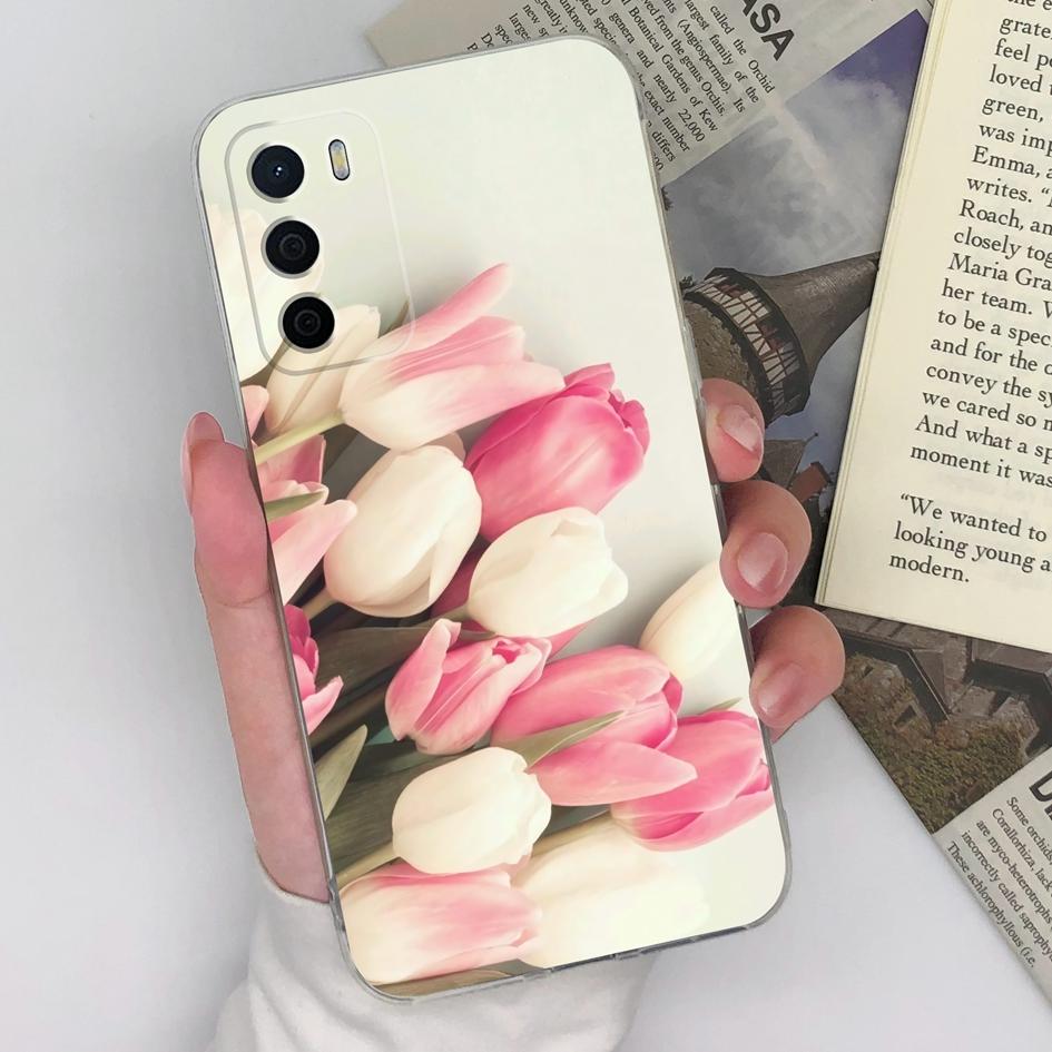 Для Oppo A15 A15S A16 A16S A17 A17K A35 A58 чехлы для телефонов красивые синие бабочки цветы узор прозрачный силиконовый противоскользящий корпус для Oppo Shell