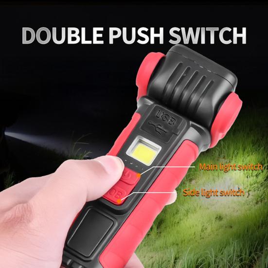Flashlight 300-500 Lumens USB Rechargeable Magnetic Flashlight with COB Sidelight Waterproof Small LED Flashlight