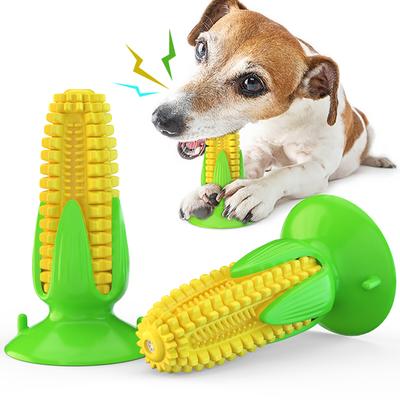 Dog Chew Toys Corn Suction Cup Dog Toy Interactive Molar Bite Toy with Sound for Helping Teeth Cleaning Training Dragging Chewing