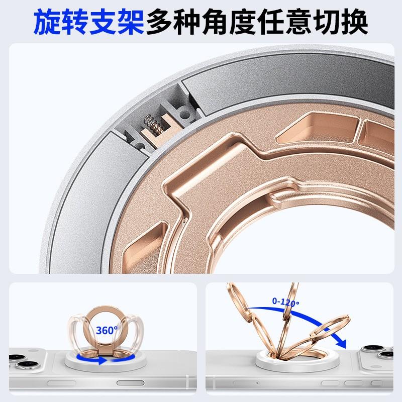 Magnetic Phone Holder With 360 Rotation Foldable Desktop Stand Metal Finger Ring Magsafe Compatible