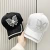 Bright Diamond Butterfly Sweet Fashion Baseball Cap Korean Version Rhinestone Chain Decorative Jacquard Ethnic Style Casual Sunshade Cap