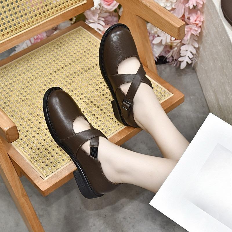 Туфли на плоской подошве Винтажные туфли Мэри Джейн Балетки Кожаные туфли