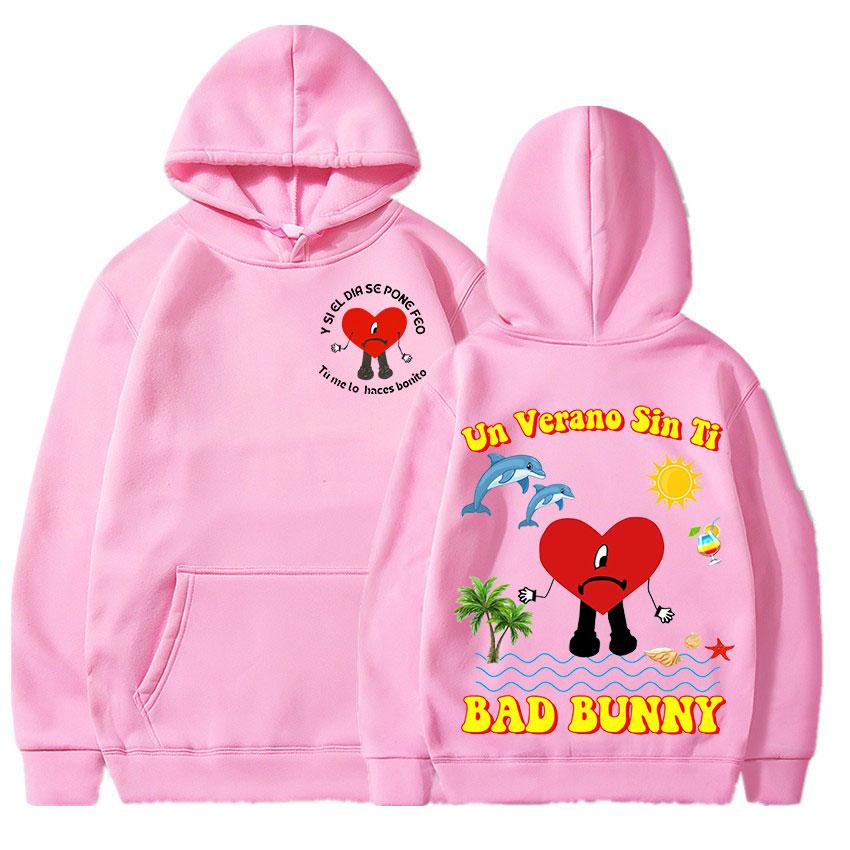 Толстовки Bad Bunny UN VERANO SIN TI, музыкальный альбом, толстовки с принтом в стиле хип-хоп, женская модная нейтральная толстовка унисекс, толстовка большого размера