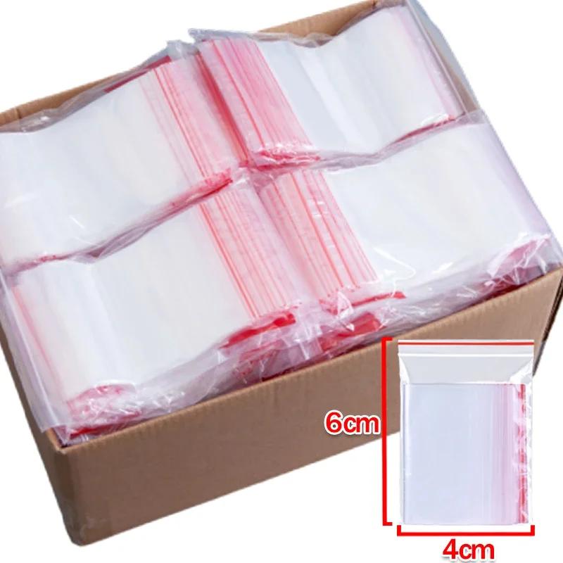 100-300Pcs Thicken Zipper Sealed Bags Clear Plastic Storage Bag for Small Jewelry Food Packing Reclosable Ziplock Sealing Bags