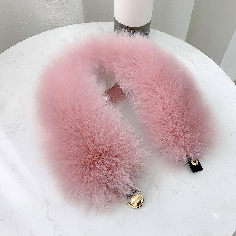 Winter Plush Thickened Warm Imitation Fox Hair Snap Button Scarf Versatile Women's Imitation Fur Scarf