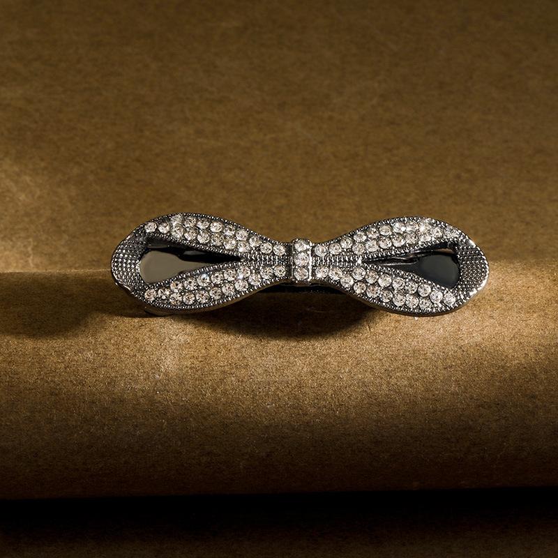 Crystal bow spring clip female ponytail hair accessory at the back of the head hair clip