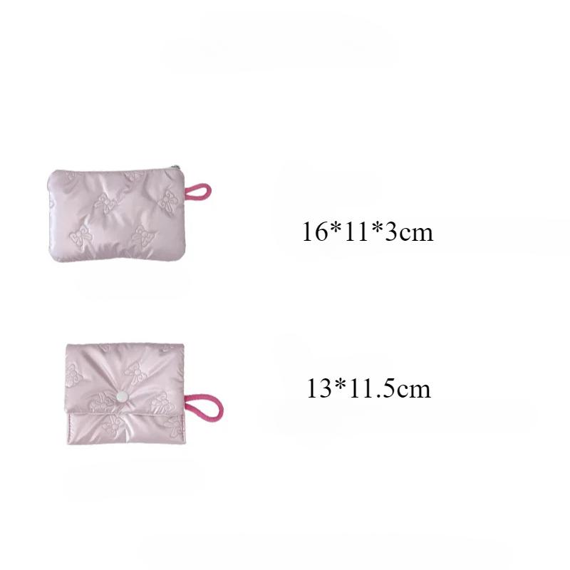 Small Pink Bow Makeup Lipstick Storage Bag Cute Cosmetic Bags Coin Purse Commuter Clutch Ins Style Women's Makeup Bag