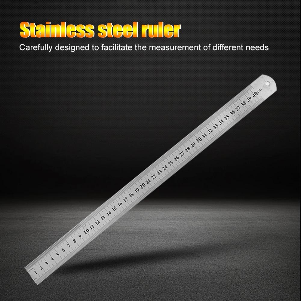 Double Sided Metal Scale Stainless Steel Straight Ruler Measuring Tool Stationery Drafting Accessory School Office Supplies