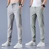 Ice Silk Pants Men's Summer Thin Business Casual Pants Elastic Breathable Straight Sports Trousers Are Hot-selling