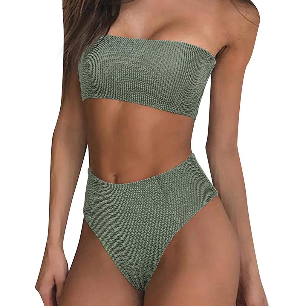 Женская летняя мода сексуальный сплошной цвет бикини сплит купальник пляжный купальник