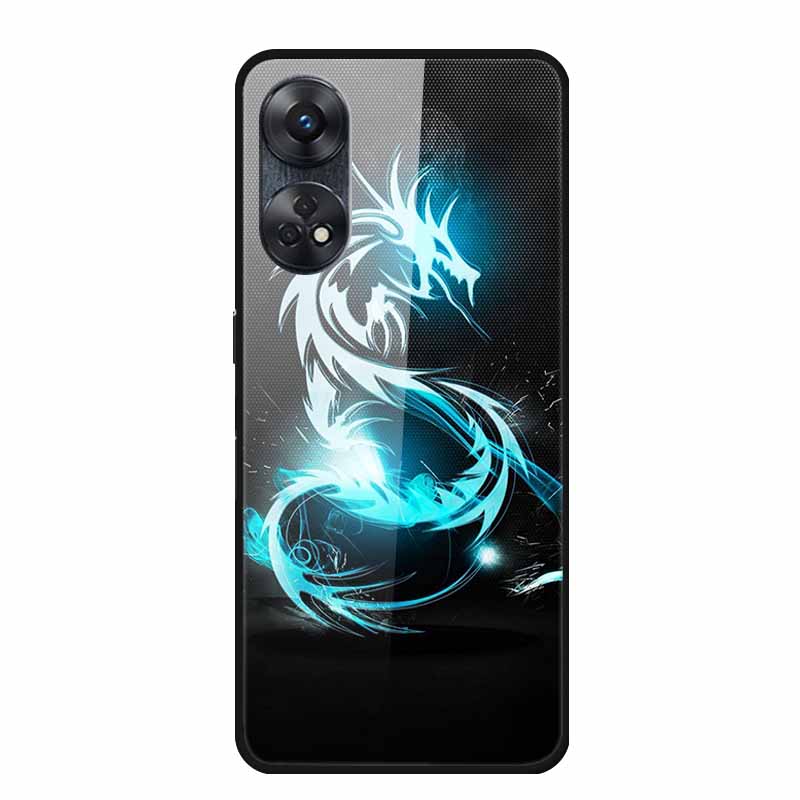 Для Oppo Reno8 T 4G Чехол Роскошная Задняя Крышка из Закаленного Стекла Жесткий Чехол Для Reno8 T 4G 6.43" Capa Funda Животное Яркий Coque Волк
