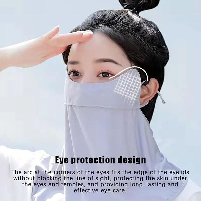 Уличная маска Ice Silk Sunscreen Mask для женщин, летняя, анти-УФ, быстросохнущая, дышащая, защита шеи, повязка на голову с ушами