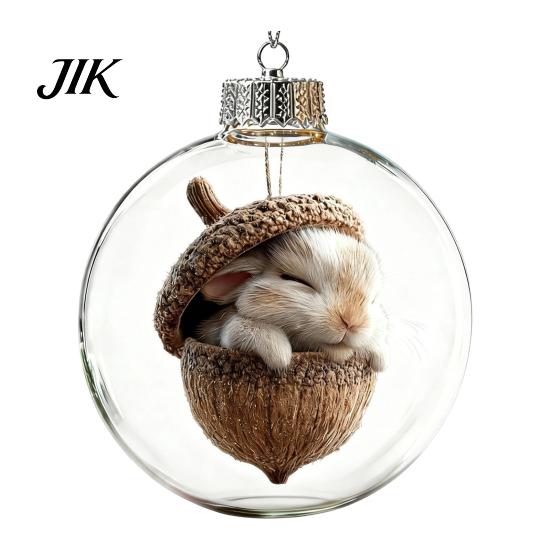 Light Up Holiday Hanging Decorations Glowing Christmas Story Ornament, Light?Up Mini Animals Ball Ornament with Warm 3D Winter Scene Baubles