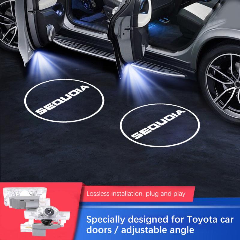 For Toyota S2212Pcs Led Emblem Lamps Car Door Light Luces Projector for Toyota Sequoia 2008 2009 2010 2011-2022 2023 2024