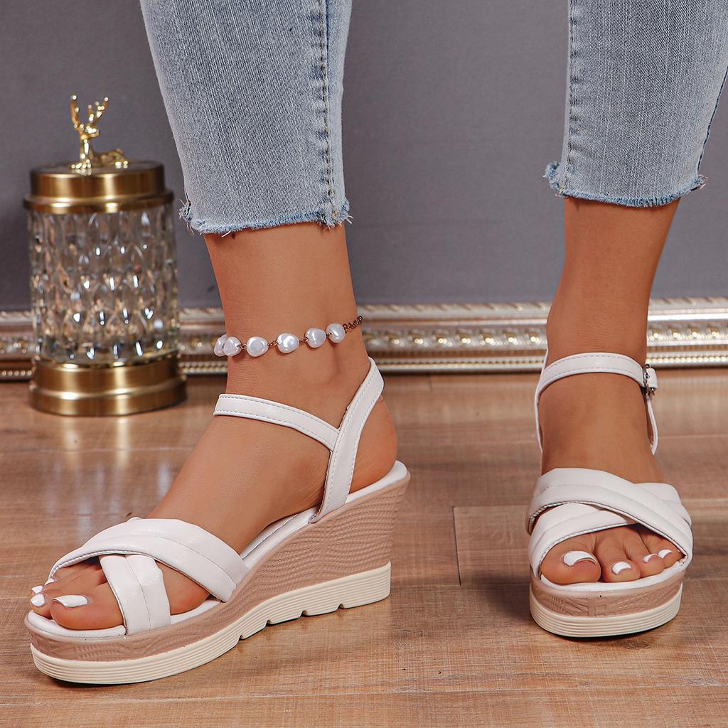 Новые пикантные римские туфли, женские сандалии на танкетке с открытым носком и толстой подошвой, летние модные повседневные элегантные модные туфли на высоком каблуке, НЕТ:556