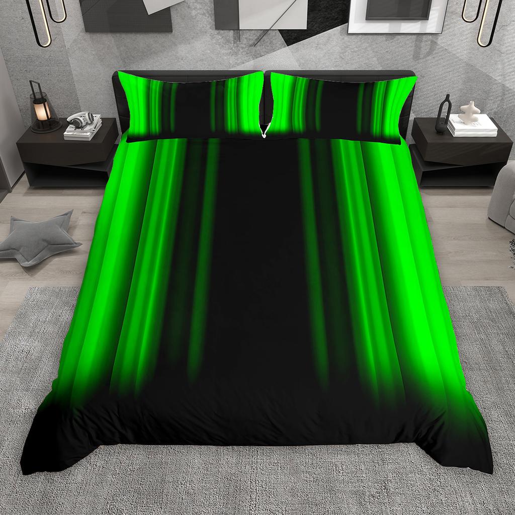 Homewish Gradient Stripe Duvet Cover Set 2pcs/3pcs, Neon Green Purple Blue Red Bedding Set, Geometric Lines Quilt Cover Set