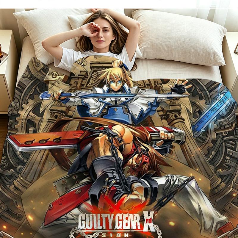 Guilty Gear Print Flannel Blanket High Quality Warm Comfortable Cover for All Seasons Perfect for Gifts Home Decor