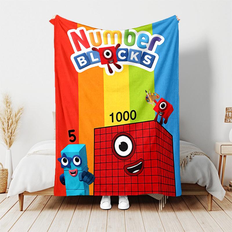1pc Blanket Numberblocks Print Design, Lightweight Blanket for Sofa, Bed- Soft &Warm, Gift for All Seasons like Christmas, Halloween