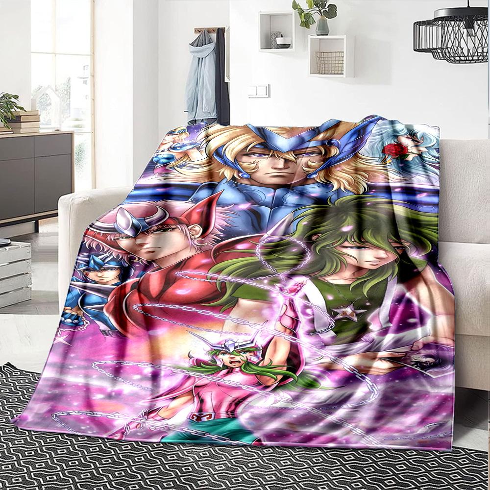 Saint Seiya Legend Unleashed Flannel Blanket Super Soft Warm Cozy Blanket For Sofa Bed Office Travel Allseason Home Decor Gift