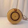 Handwoven Round Rattan Bag with Shoulder Strap Large Capacity Natural Chic Travel Use Messenger Bag for Women